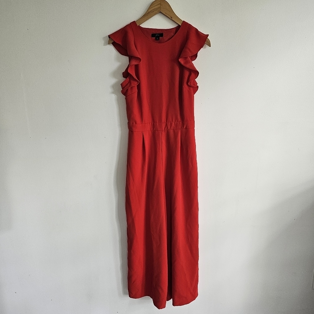 J. Crew Red Ruffle Jumpsuit - Picture 2 of 9